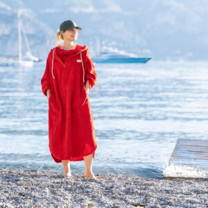 Badeponcho Skagen til voksne - Rød - Xsmall -small 34/36/38