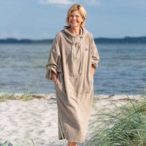 Badeponcho Skagen til voksne - Sandfarvet - Xsmall - længde 110 cm